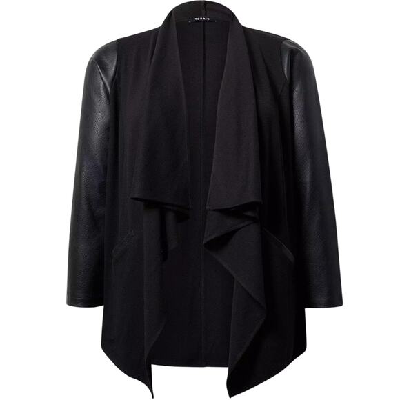 NWT Torrid Brushed Ponte Deep Black Drape Jacket
